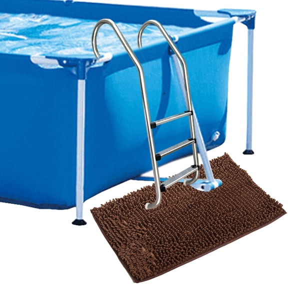 AnuirheiH Pool Deck Mats Outdoor Waterproof Non Slip Chenille Floor Mat Door Entrance Mats for Courtyard Swimming, 24x16inches(Coffee）
