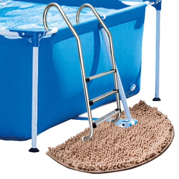 Guanhe Pool Deck Mats Outdoor Waterproof Non Slip Chenille Floor Mat Door Entrance Mats for Courtyard Swimming, 24x16inches(Khaki)