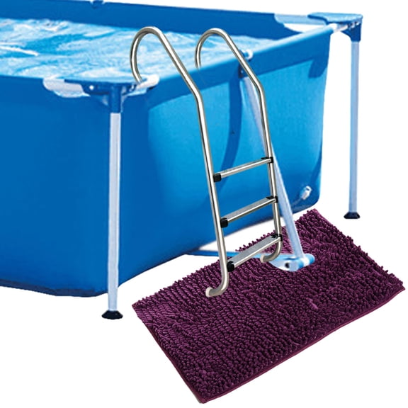Guanhe Pool Deck Mats Outdoor Waterproof Non Slip Chenille Floor Mat Door Entrance Mats for Courtyard Swimming, 24x16inches(Wine)