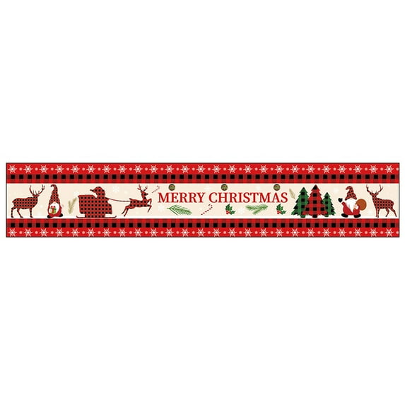 Guanhe Red Christmas Table Flags Home Decor Supplies Cotton Linen Table Flags Christmas Tree Print Tablecloths 71x13inch