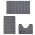 thumbnail image 1 of Guanhe Set of 3 Absorbent Memory Foam Bath Mat Bathroom Rugs, Large 24"x16", Small 17''x15'', Contour 16"x20",Dark Gray, 1 of 9