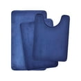 thumbnail image 1 of Guanhe Set of 3 Absorbent Memory Foam Bath Mat Bathroom Rugs, Navy, Large 31.5''x19.7'',Small 24''x16'',Contour 19.7''x24'', 1 of 6