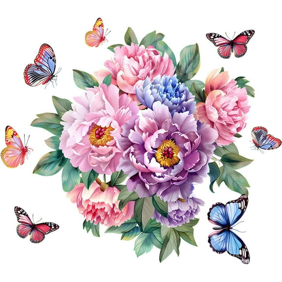 Guanhe Toilet Seat Lid Stickers, Self-Adhesive Bathroom Wall Sticker Floral Birds Butterfly Toilet Seat Decals DIY Removable Waterproof Toilet Sticker for Bathroom