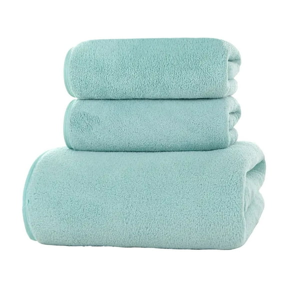 Guanhe Towels Sets of 3 Soft Coral Velvet 1Pcs Bath Towel 1Pcs Hand Towel and 1Pcs Washcloth for Kids Baby Adults(Green)