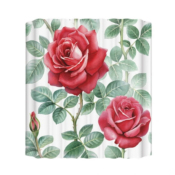 Guanhe Valentine's Day Shower Curtain, Boho Rose Floral Print Red Waterproof Shower Curtains Bathroom Accessories(71''x35.5'')