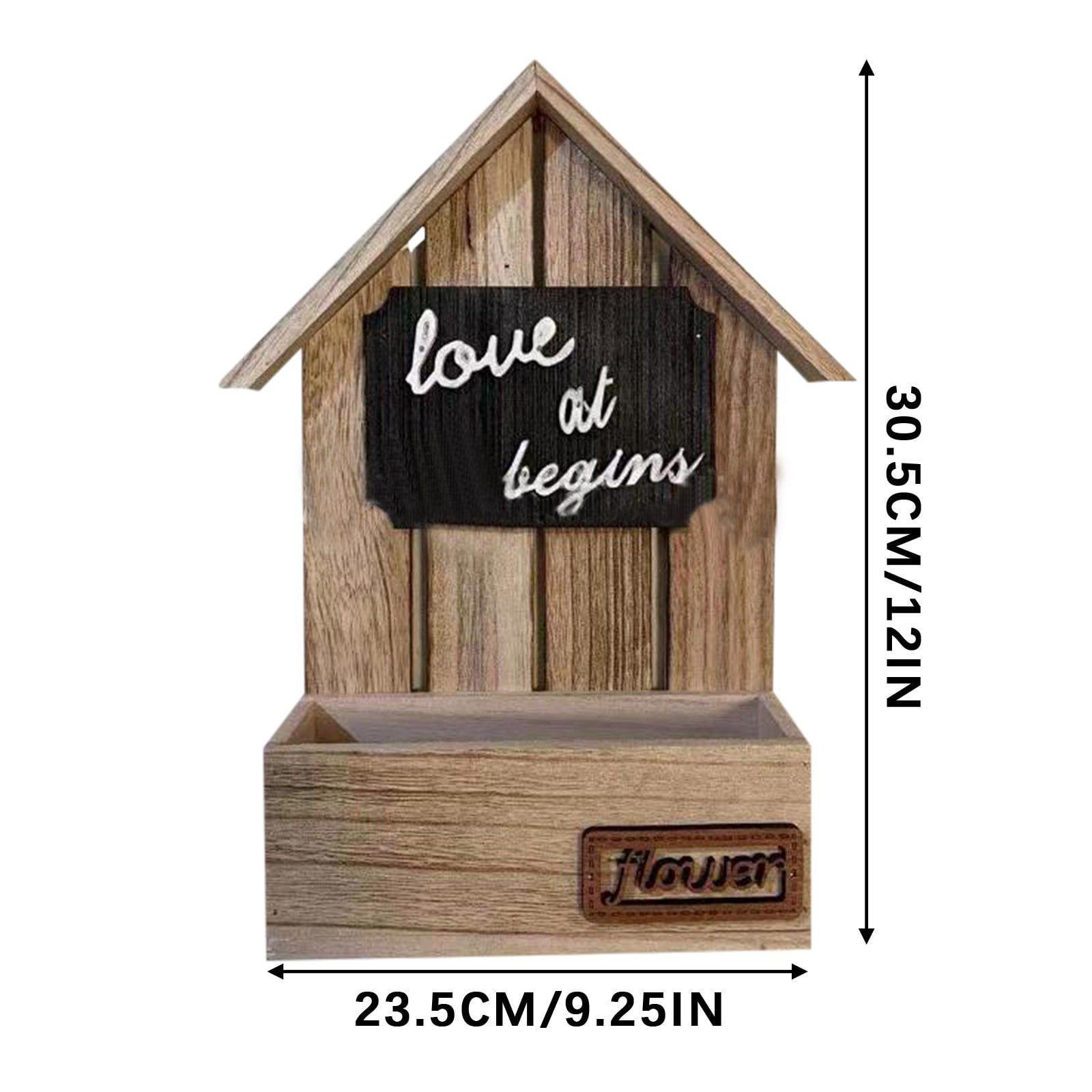 Guanhe Wooden Wall Hanging Flower Basket（House Shape）, Farmhouse Decor