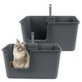 thumbnail image 1 of Guankan 2 Pack Large Cat Litter Boxes with Free Scoops, Plastic High Side Pet Litter Pans, Gray, 1 of 7