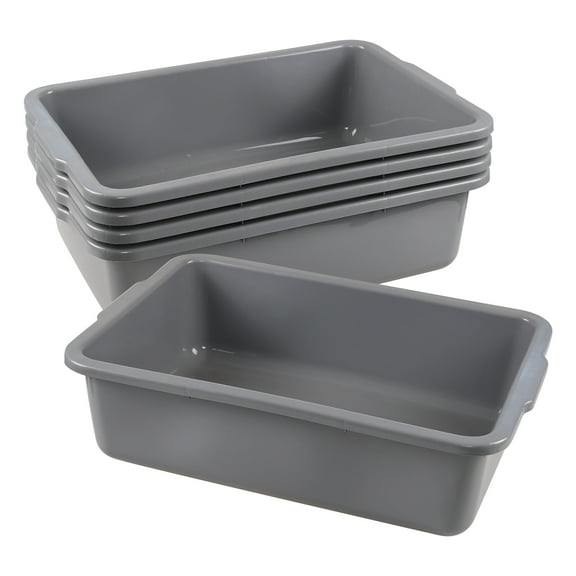 Guankan 32 L Gray Plastic Commercial Bus Tub, 4 Pack Large Multi-use Bus Box