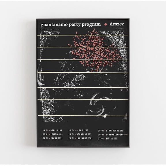 Guantanamo Party Program Deszcz Post Hardcore Gig Print, Unframed Paper Poster 8x10in