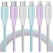 Guanxian iPhone Charger [Apple Mfi Certified] USB-C to Lightning Cable Fast Charging Compatible with iPad iPod, 3 Pack, 10ft, Multi-Color