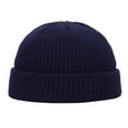 thumbnail image 1 of Guanyst 50% Wool Warm Cuffed Swag Knit Short Fisherman Beanie for Men Women Winter Hats Trawler Skull Cap One Size Navy, 1 of 2