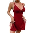 thumbnail image 1 of Guanyst Clothing Night Gowns for Women Babydoll Sleepwear Dress Lace Trim Sleep Dress Chemise Nightgowns Side Split Nighty Red XXXL, 1 of 7