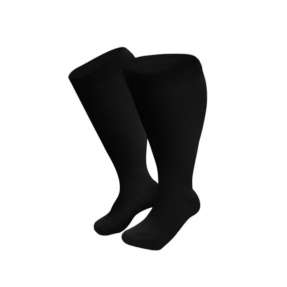 Guanyst Plus Size Compression Socks Wide Calf XXL XXXL XXXXL – Graduated Knee-High Support, Viscose from Bamboo Easy-On/Easy-Off Black XXL