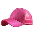 thumbnail image 1 of Gkeoshab Trucker Ponytail Hat Messy Buns Glitter Plain Cap UniVisor Caps One Size Hot Pink, 1 of 3