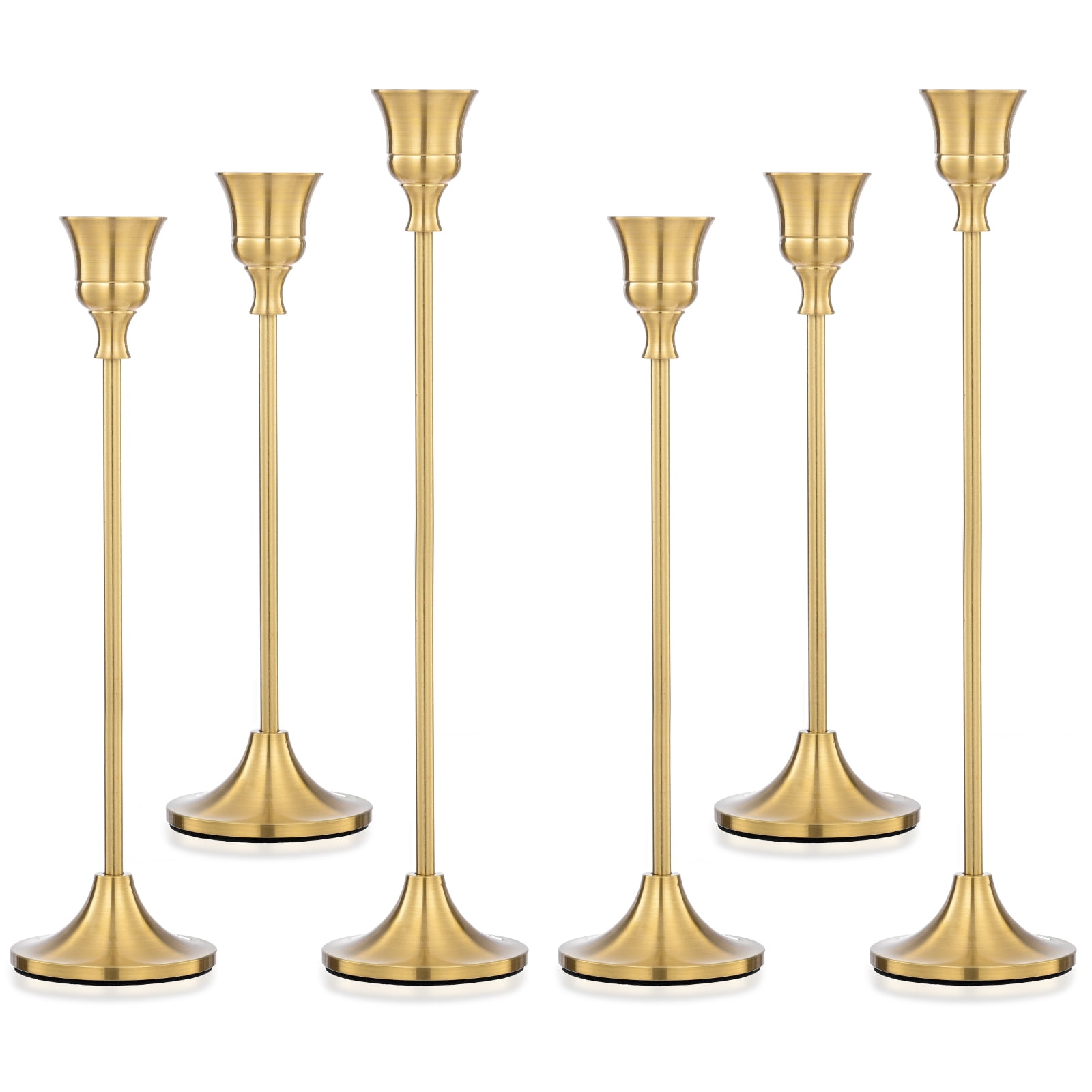 Guaofanhua Candlestick Holders Taper Candle Holders Set of 6 Brass Gold