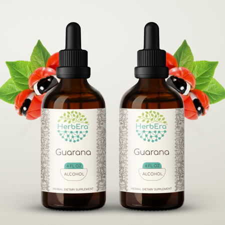 Guarana Alcohol Herbal Extract Tincture, Super-Concentrated, Guarana (Paullinia cupana) Dried Seed 2x4 oz