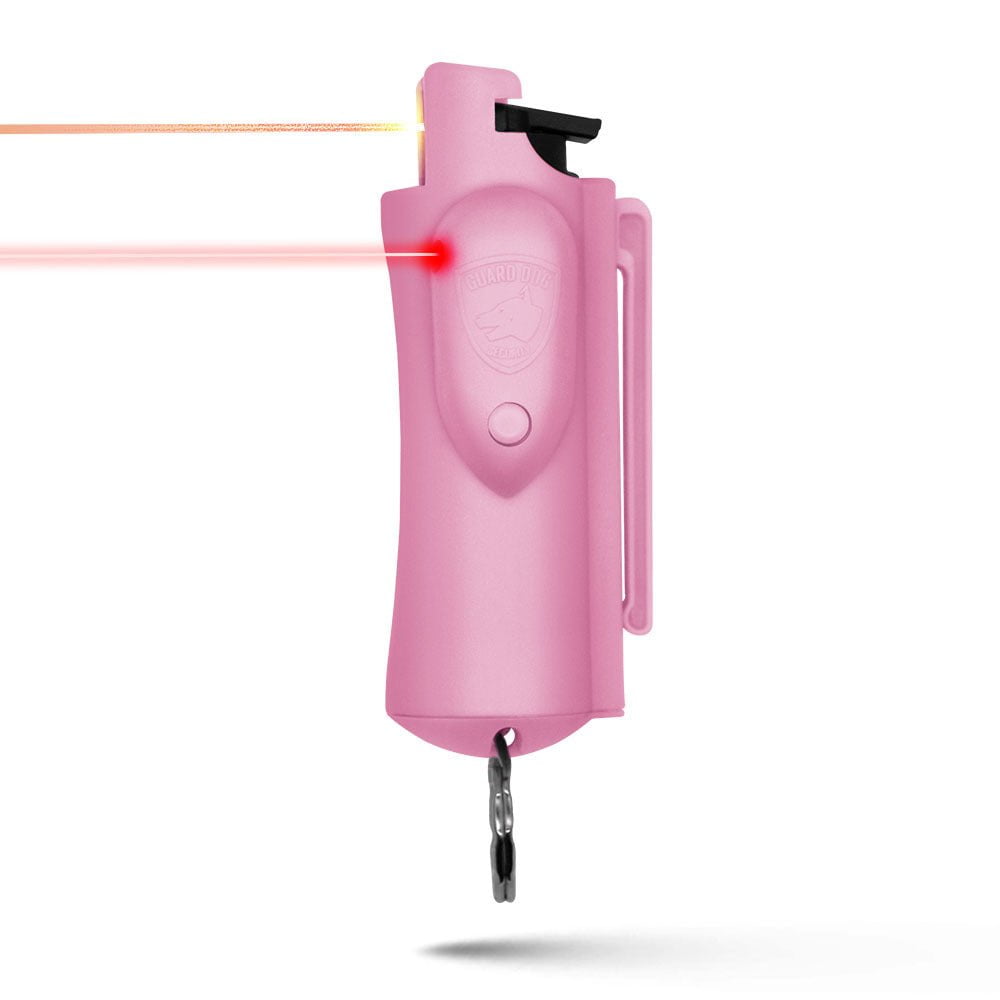 Guard Dog Security Pepper Spray with Laser Sight, 16 ft Range, 0.5 oz, Pink, Keychain, 1 Pack, New, Pocket Pepper Spray