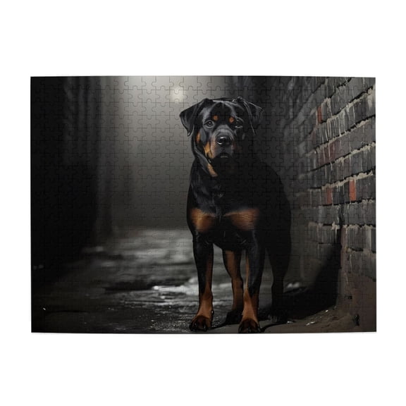 Guard Dog Brick Alley Dark 500-Piece Wooden Jigsaw Puzzle for Adults, Fun & Challenging Family Brain-Teaser, Perfect Home Decor & Gift
