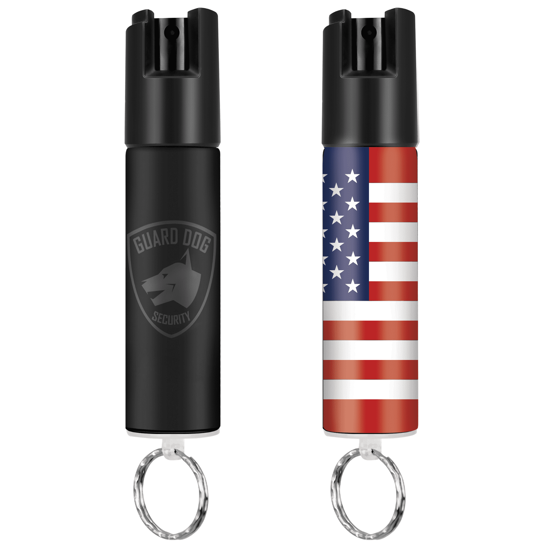 Guard Dog Quick Action 2-Pack Pepper Spray Keychain, Black & US Flag, Portable Defense Solution