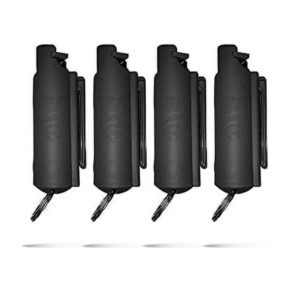 Pepper Spray Keychain with Belt Clip for Safety, 16 ft Range, 4 pack Black, Self Defense by Guard Dog Security