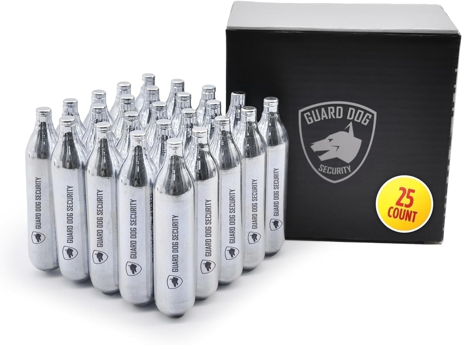 Guard Dog Security 12 Gram Co2 Cartridges, Non-Threaded, CO2 cartridges BB Gun, CO2 BB Pistol, CO2 Airsoft Pistol, and CO2 Paintball Markers