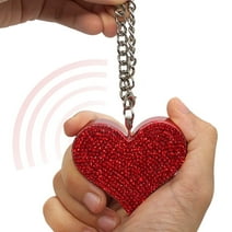 Guard Dog Security Heartbeat Keychain Alarm - 130 dB Siren - Stylish Rhinestone Design Keychain – Plastic - Red