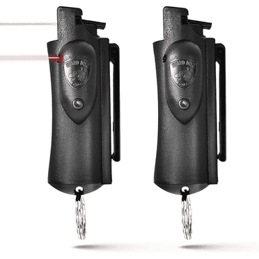 Pepper Spray Self Defense with Laser Sight & Belt Clip, 16 ft Range, Black 0.5 oz,  Keychain, by Guard Dog Security, 2 Pack
