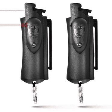 Pepper Spray Self Defense with Laser Sight & Belt Clip, 16 ft Range, Black 0.5 oz,  Keychain, by Guard Dog Security, 2 pack
