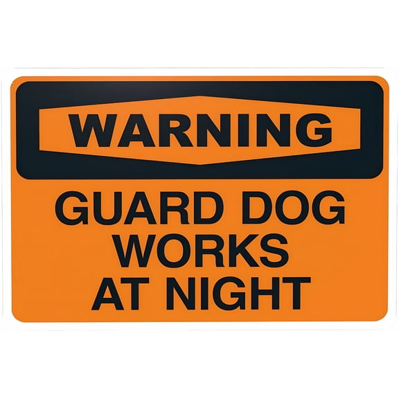 Guard Dog Works At Night Warning Sign - 8"x12" Beware Of Dog Security Metal Sign for Home Business Outdoor Indoor Road Yard Garage Street Wall, Home Property
