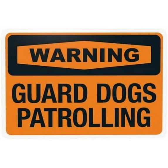 Guard Dogs Patrolling Warning Sign, Beware Of Dog Security Metal Signs for Home Busines Outdoor Indoor Road Yard Garage Street Wall Caution Decor 12 x 8 Inch
