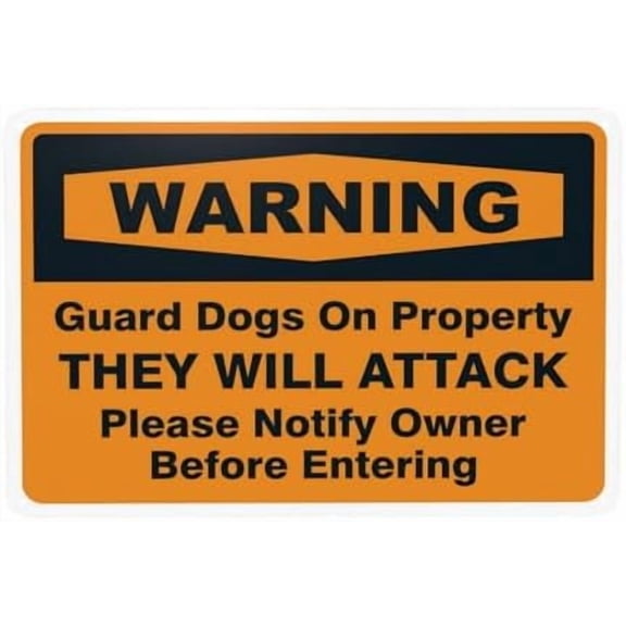 Guard Dogs On Property Sign, They Will Attack, Please Notify Owner Before Warning Sign, Beware Of Dog Security Metal Signs for Home Business Wall Safety Caution Custom Decor 12 x 8 Inch