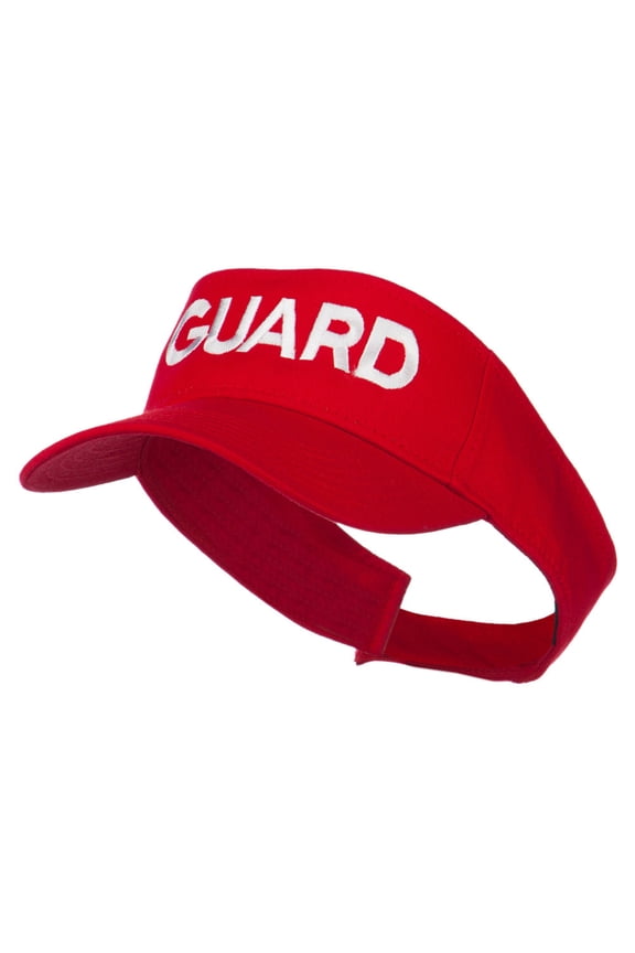 Guard Embroidered Cotton Twill Sun Visor - Red OSFM