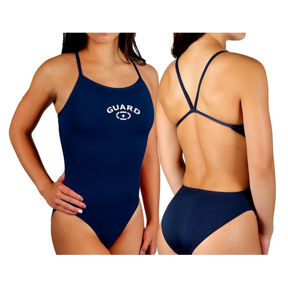 Adoretex Girl's/Women's Guard Polyester Thin Trap Open Back Swimsuit (FGP05) - Navy - 32