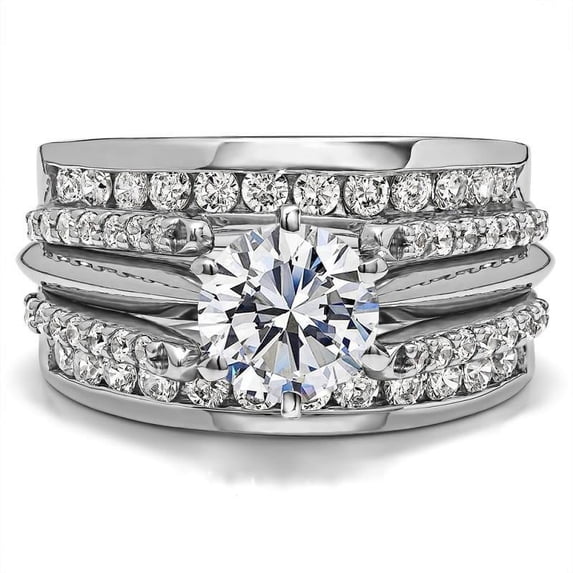 Guard & Solitaire Set, Includes 2 Pieces: Guard and 1 Carat CZ Solitaire Size 6.5