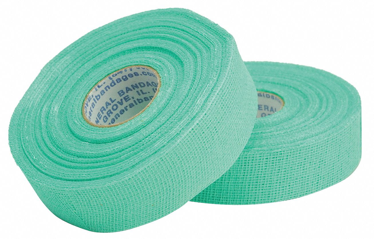 GUARD-TEX Finger Tape: Cotton/Latex, Green, 1 in Wd, 90 ft Lg