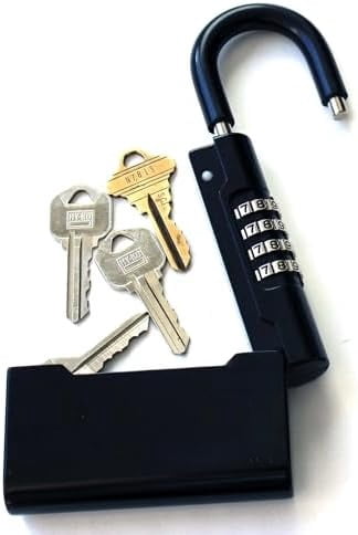 Guard-a-Key Black Realtor's Lockbox Portable Resettable Hanging Key Safe Combination Lock Box for House Keys, Realtors, Vacation Rentals, Black