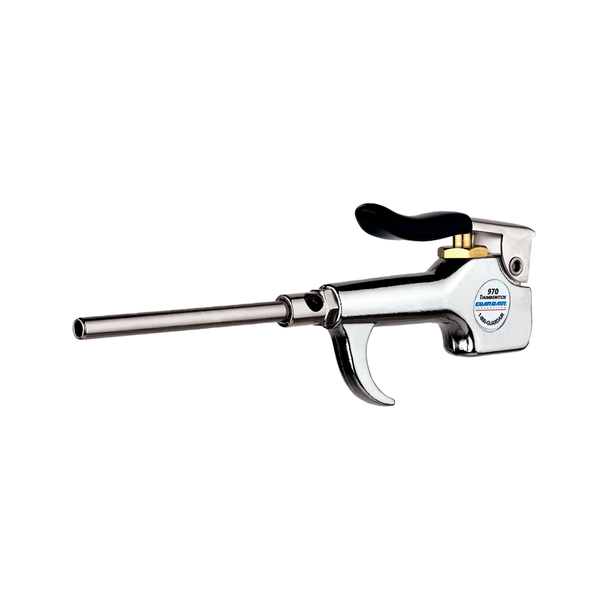 Guardair ThumbSwitch Safety Air Gun with 12" Steel Extension - Compact & Comfortable Palm Fit, Durable Cast Zinc Body, Venturi Nozzle, 1/4" FNPT Inlet