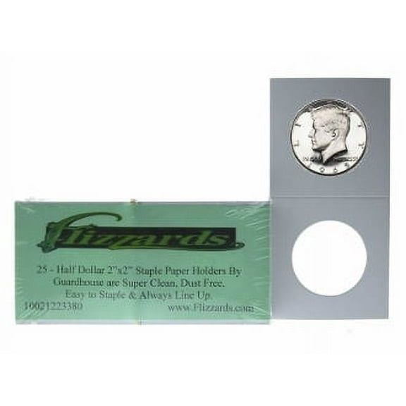 Guardhouse 2x2 Half Dollar, Mylar Staple Paper Holders, 25
