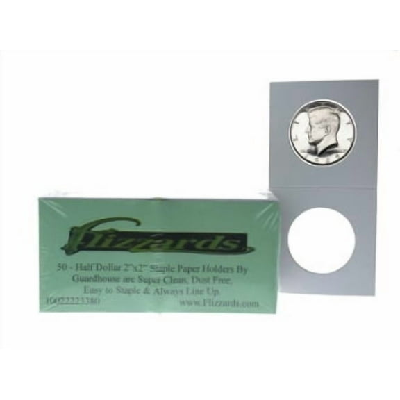 Guardhouse 2x2 Half Dollar, Mylar Staple Paper Holders, 50