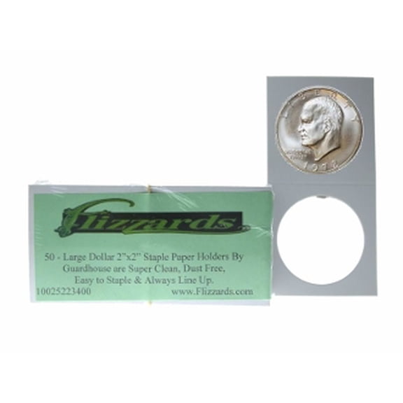 Guardhouse 2x2 Large Dollar, Mylar Staple Paper Holders, 50