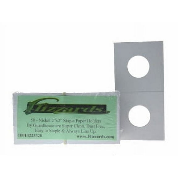 Guardhouse 2x2 Nickel-21.2mm, Mylar Staple Paper Holders, 50