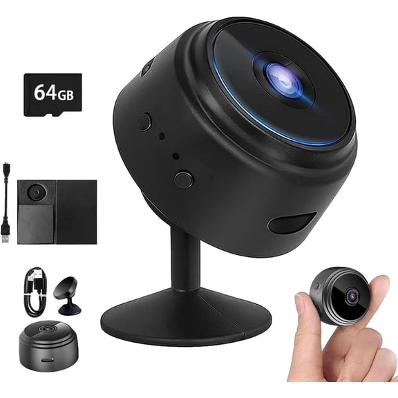 Guardhouse Camera, Guard House Security Camera, 1080p HD Magnetic Mini Wireless WiFi Cameras, with Wide-Angle Lens & Smart Alarm for Home, Door, Garage (1pcs with 64GB)