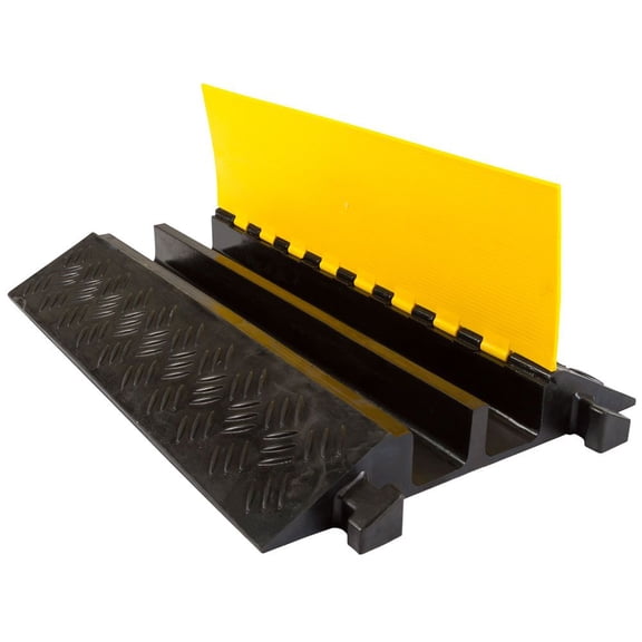 Guardian 2 Channel Cable Protector Ramp, Modular Floor Cover for Cars and Trucks, Black