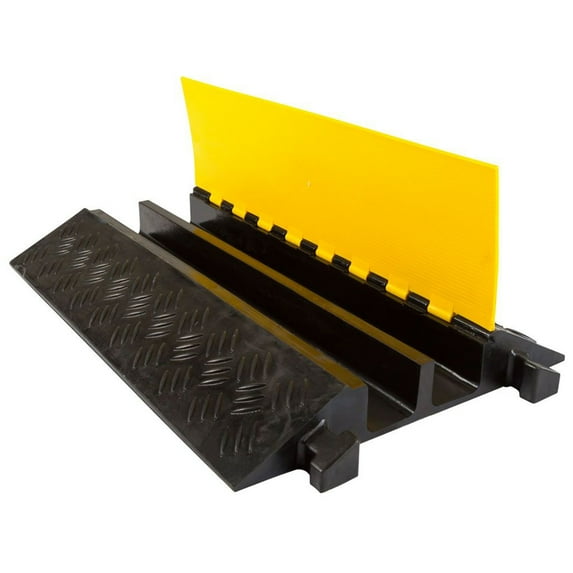 Guardian 2 Channel Cable Protector Ramp, Modular Floor Cover for Cars and Trucks, Black