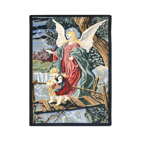 Kid Essentials - Inspirational Area Rugs Guardian Angel, 5'4" x 7'8", Multicolored
