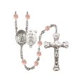 thumbnail image 1 of Guardian Angel / Air Force Silver-Plated Rosary 6mm October Pink Fire Polished Beads Crucifix Size 1 5/8 x 1 medal charm, 1 of 1
