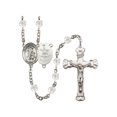 thumbnail image 1 of Guardian Angel / Army Silver-Plated Rosary 6mm April Crystal Fire Polished Beads Crucifix Size 1 5/8 x 1 medal charm, 1 of 1