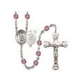 thumbnail image 1 of Guardian Angel / Army Silver-Plated Rosary 6mm February Purple Fire Polished Beads Crucifix Size 1 5/8 x 1 medal charm, 1 of 1
