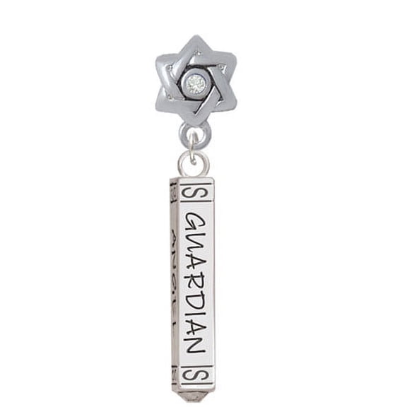 Guardian Angel Bar - Star of David with Clear Crystal Charm Bead