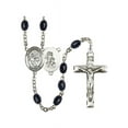 thumbnail image 1 of Guardian Angel/Basketball Silver-Plated Rosary 8x6mm Black Onyx Beads Crucifix Size 1 3/4 x 1 medal charm, 1 of 1